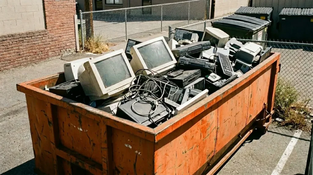 Electronics and E-Waste in a Rental Dumpster